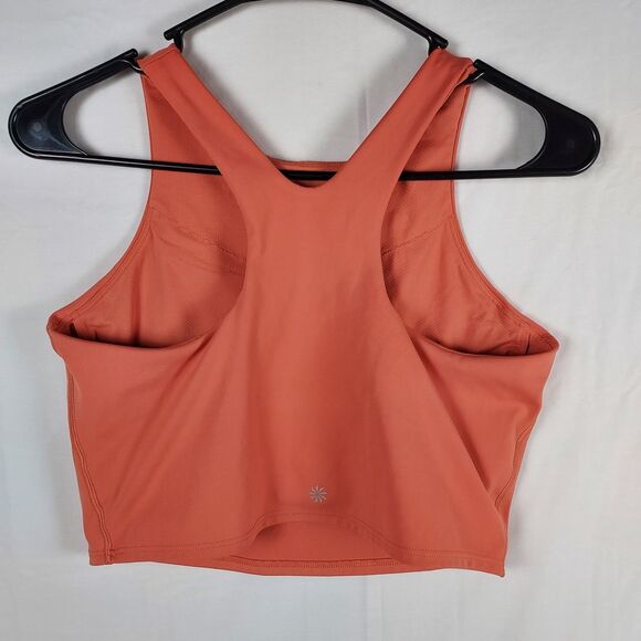 Athleta Women’s M Orange Crop Tank High Neck Racer‑Back Activewear - Picture 2 of 14